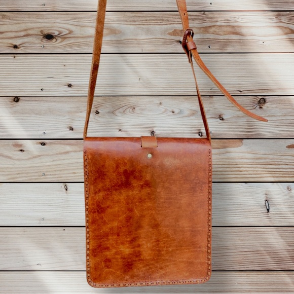 Chaipas Fair Trade Tooled OOAK Leather Satchel Shoulder Crossbody Purse Mexico - Picture 7 of 16